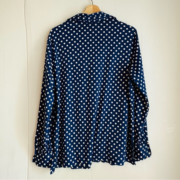 Vintage Lane Bryant blue Polka Dot Button-Up Shirt - Picture 5 of 10